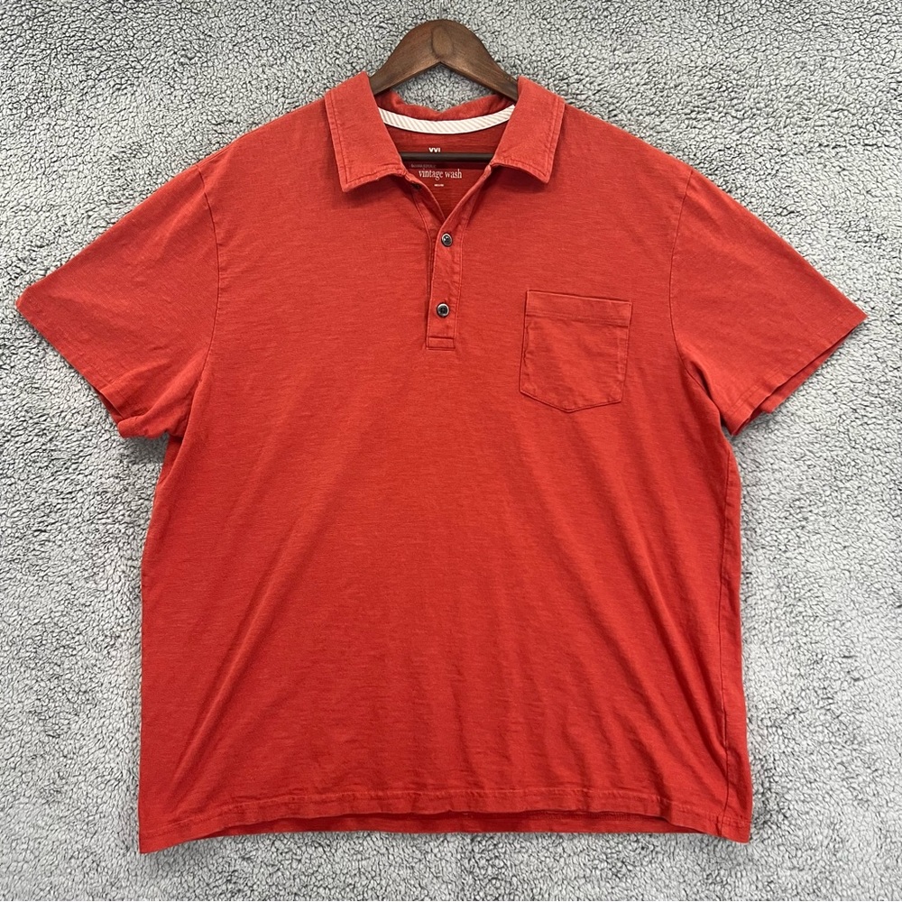 Banana Republic Polo Shirt Vintage Wash Red Orange Men Size XXL